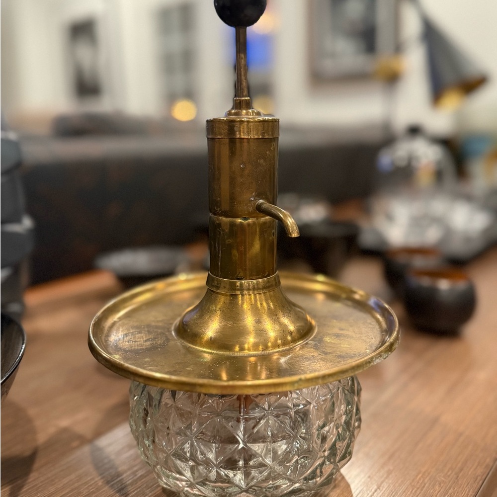 Park Sherman Vintage Brass and Cut Glass Spirits Decanter - Brass